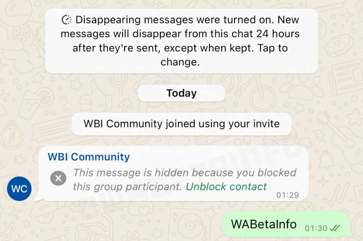 whatsapp nascondere messaggi gruppi contatti bloccati