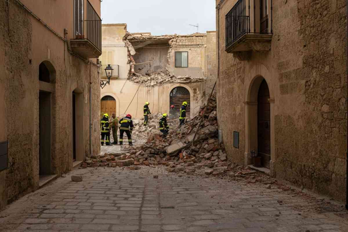 Caseggiato crolla a cassibile, il borgo antico in allerta per i detriti in strada