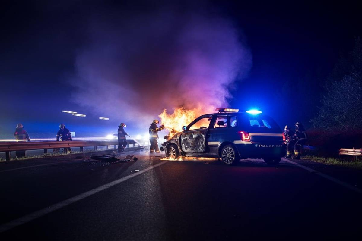 Inseguimento da film sulla Palermo-Catania: auto in fiamme dopo lo schianto!