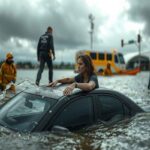 Dramma sotto la pioggia: donna salvata da un'auto sommersa nel sottopasso allagato
