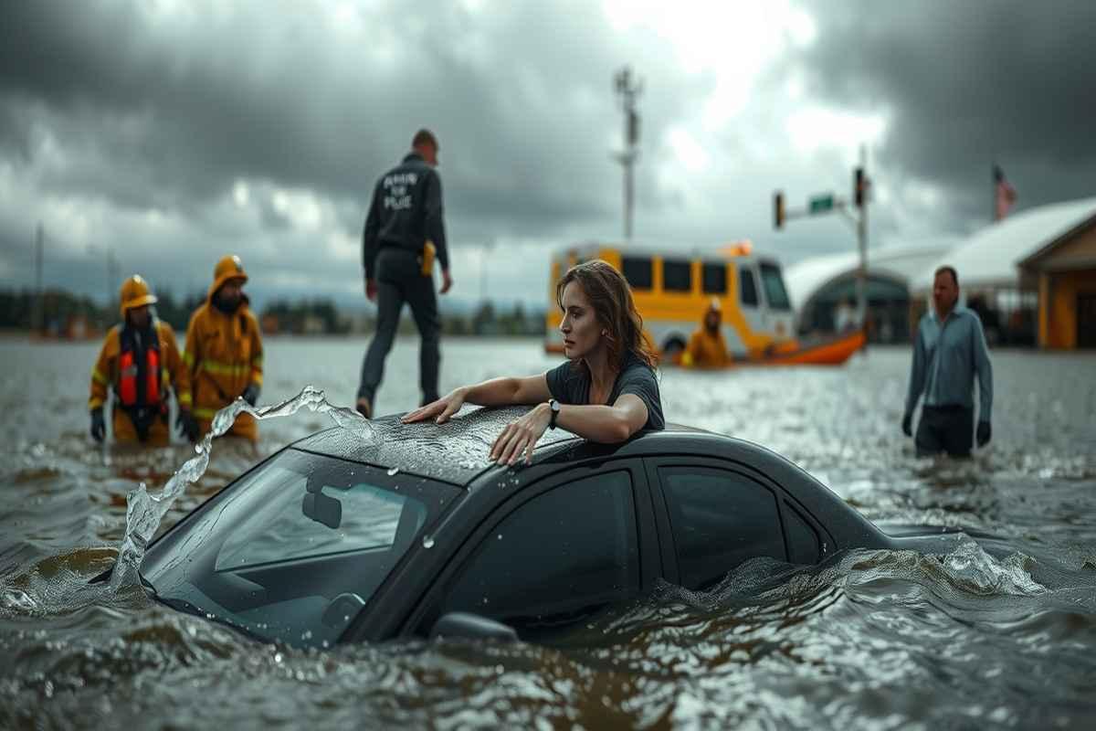 Dramma sotto la pioggia: donna salvata da un'auto sommersa nel sottopasso allagato