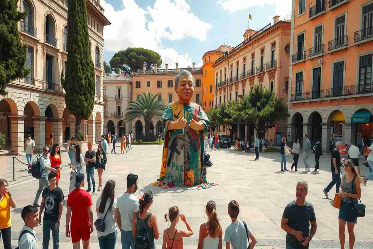 Un Pinocchio antimilitarista prende vita dai rifiuti di Agrigento